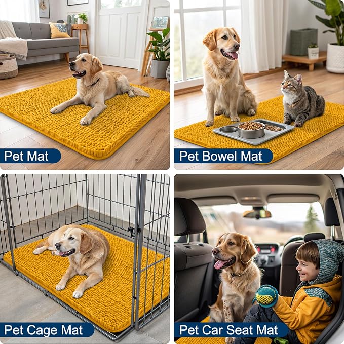 Smiry Dog Door Mat for Muddy Paws 40x32, Absorbent Dirt Trapper, Non-Slip - Image 6