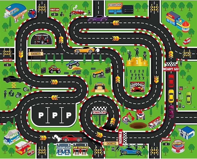 Kids Playroom Rug 3x4 Ft, Washable Car Rugs Play Mat, Non-Slip Soft Learning - Image 2