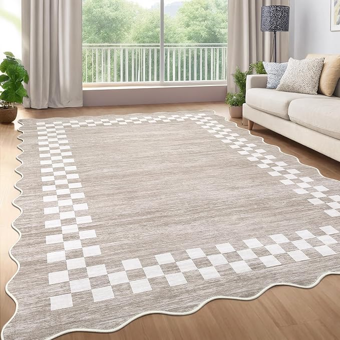 GarveeHome 8x10 Area Rug for Living Room Scalloped Washable Large Bedroom Rug - Image 7