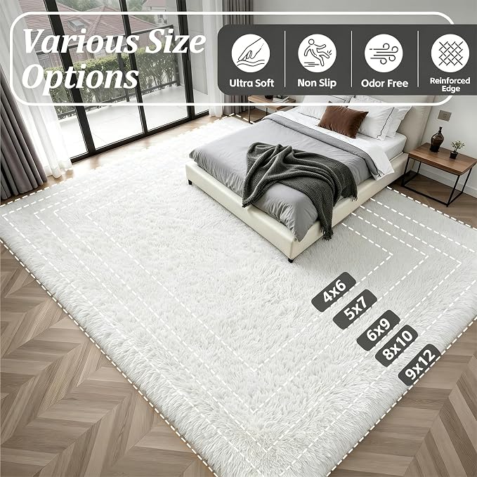 Fluffy Area Rugs 9x12 Living Room Bedroom: Ultra Soft Shag Rug Upgrade Non-Slip - Image 9