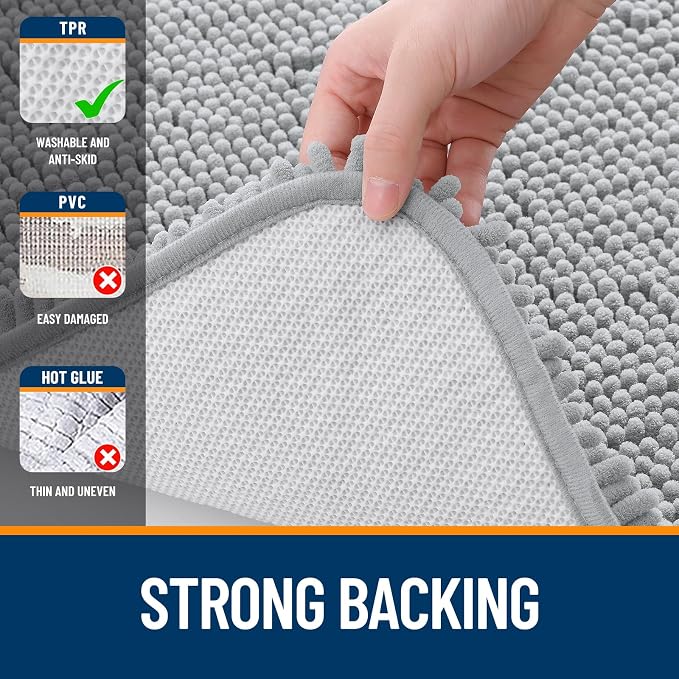 OLANLY Bathroom Runner Rugs 59x24, Soft Absorbent Chenille Bath Rugs, Rubber - Image 6