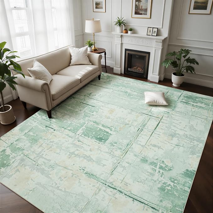 Washable Rugs 8x10 Area Rugs for Living Room, Ultra Soft Faux Wool Retro Carpets by BGASZMakeYourHomeMoreCozy