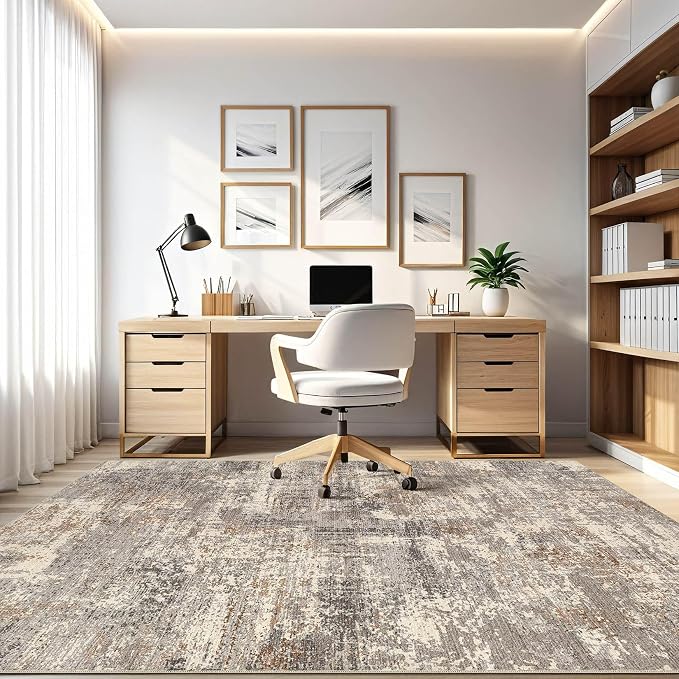 10x12 Area Rug Living Room: Washable Large Abstract Neutral Modern Soft Rug - Image 8
