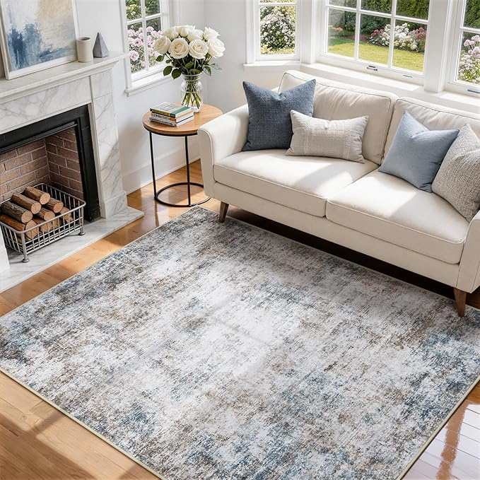 5x7 Area Rugs for Living Room Rug Washable: Abstract Rug for Dining Room by Aelenmu