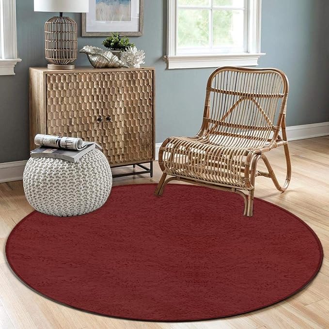Machine Washable Modern Round Area Rug, Room Sofa Yoga Soft Round Carpet - Image 3