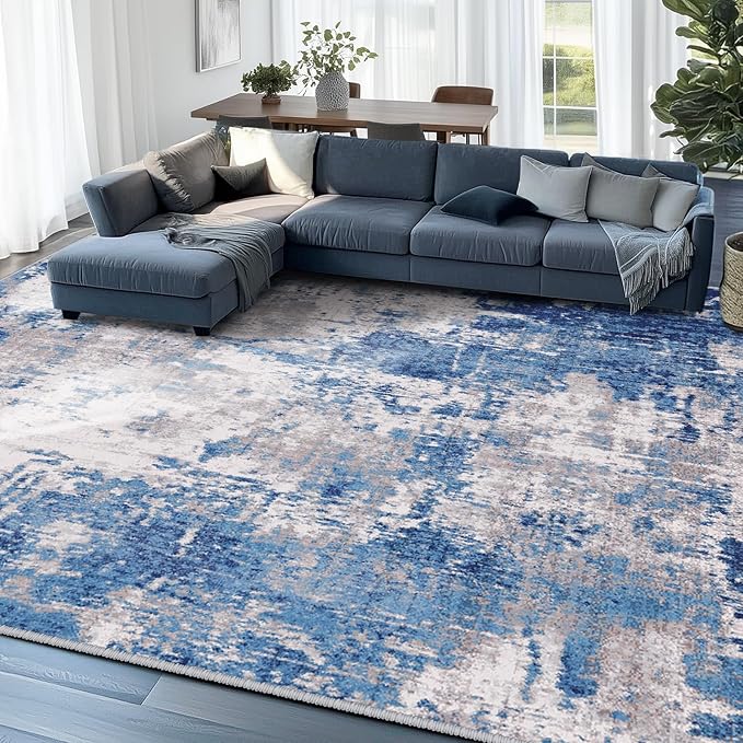 RELEANY Washable Area Rugs 7'x9' Non-Slip Modern Abstract Soft by RELEANY