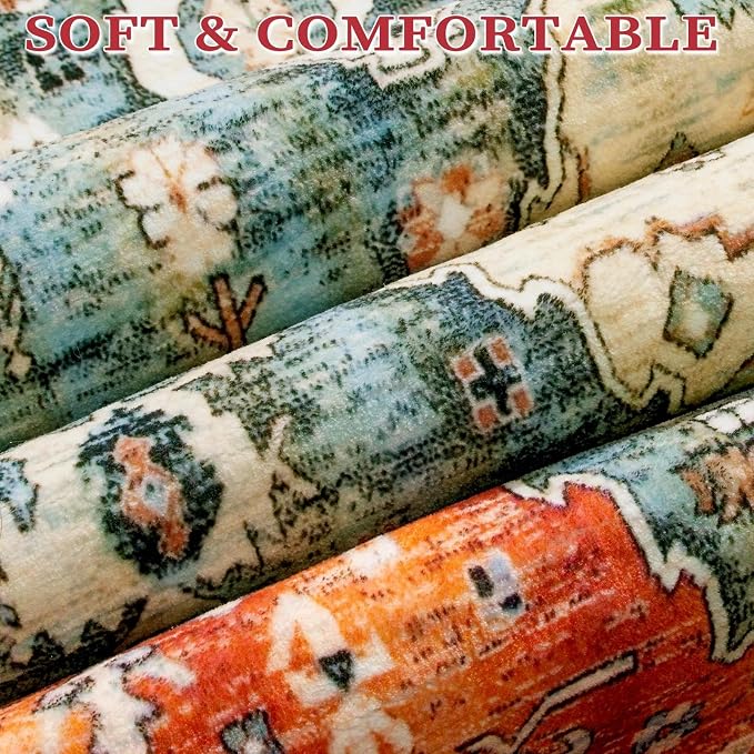 SERISSA Bedroom Rug 4x6 Boho Tribal Rug, Vintage Washable Area Rugs Non Slip - Image 5