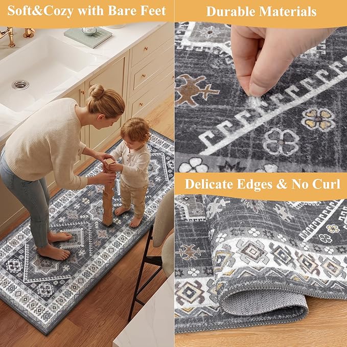 HEBE Boho Kitchen Rug Sets 3 Piece - Image 5