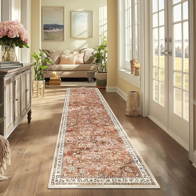Yamaziot Washable Runner Rug 2x8 – Non Slip Boho Floral Hallway Runner Rug - Image 3