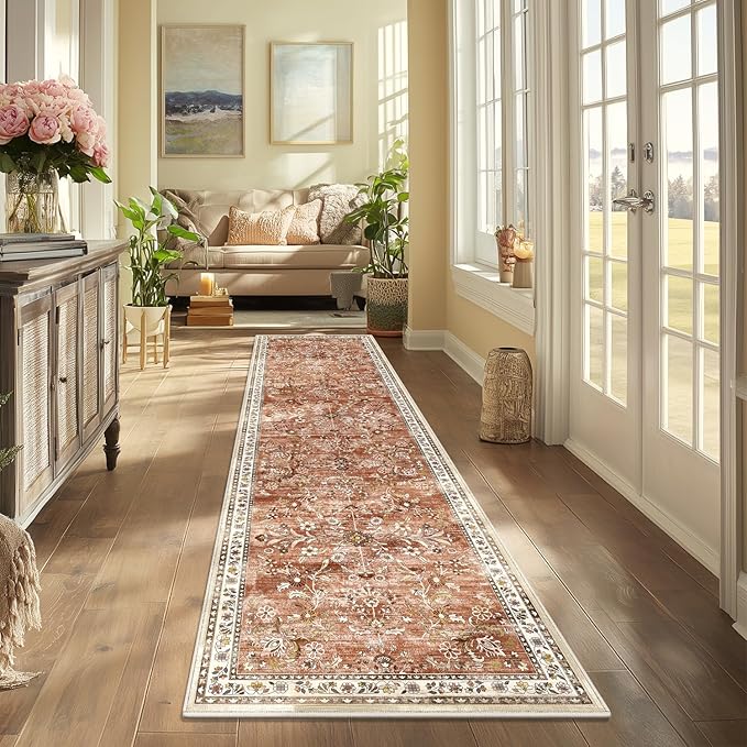 Yamaziot Washable Runner Rug 2x10 – Non Slip Boho Floral Hallway Runner Rug - Image 7