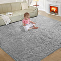 Ultra Soft Rug for Living Room, 8X10 Light Grey Fluffy Shag Area Rug for Bedroom by Fairblink