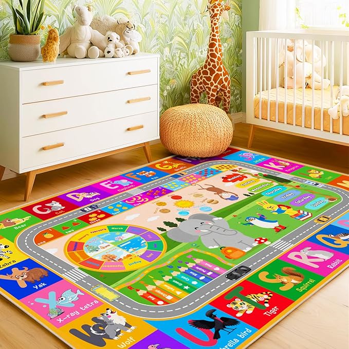 Pionblank Kids Rug for Bedroom Playroom Classroom Kindergarten, 3x4 Educational by PIONBLANK