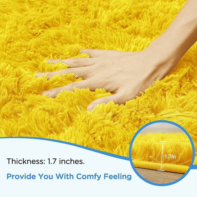 9x12 Yellow Area Rugs for Living Room, Large Fluffy Shag Rug for Bedroom Nursery - Image 5