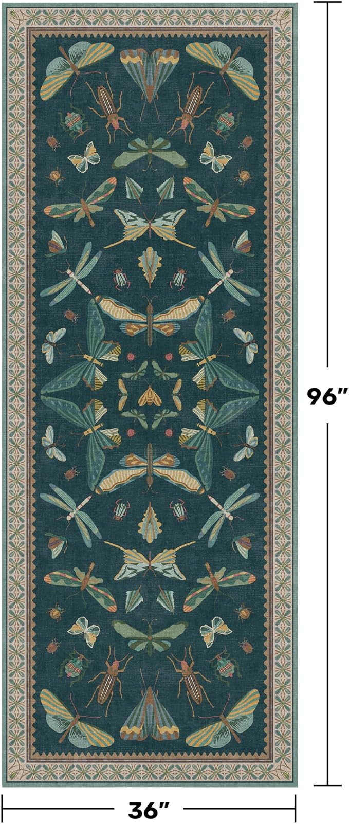 Hazo Haus Green Boho Runner Rug 3x8, Foldable Washable Carpet - Image 2