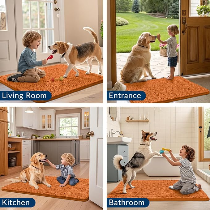 Smiry Dog Door Mat for Muddy Paws 59x35, Absorbent Dirt Trapper, Non-Slip - Image 7