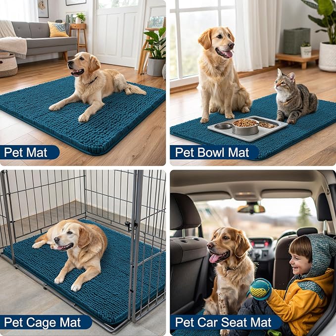 Smiry Dog Door Mat for Muddy Paws 44x24, Absorbent Dirt Trapper, Non-Slip - Image 6