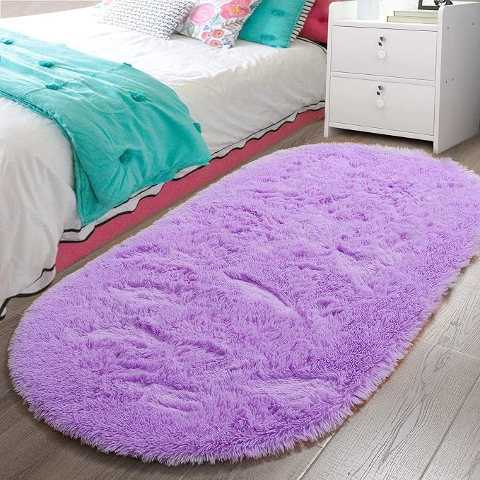 LOCHAS Bedroom Rug 2.6' x 5.3', Soft Oval Throw Rugs Carpet by LOCHAS
