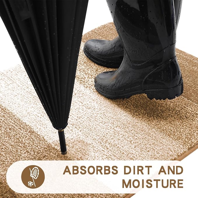 Kitinjoy Indoor Outdoor Door Mat, 54x32 Non-Slip Absorbent Dirt Trapper - Image 2