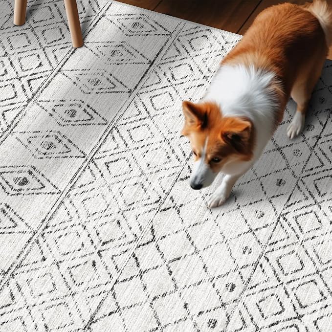 BVVYOO Hallway Runner Rug Moroccan 2'x6' Geo Grey | Washable, Non-slip Backing - Image 8