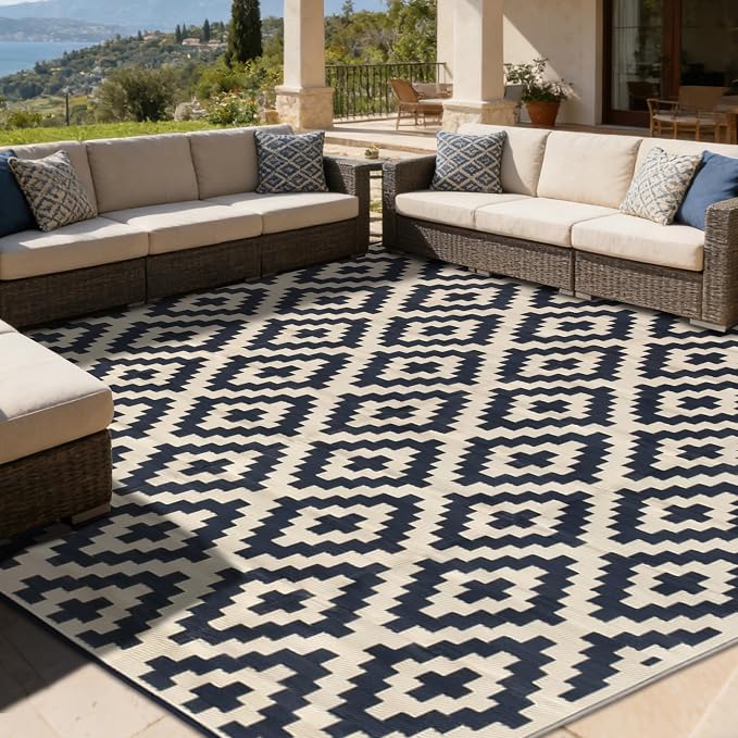 SAND MINE Reversible Mats, Plastic Straw Rug, Modern Area Rug, Large Floor Mat by SANDMIND