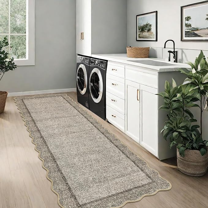 GarveeHome Scalloped Washable Runner Rug 2x10 Runner Modern Kitchen Runner Rug - Image 2