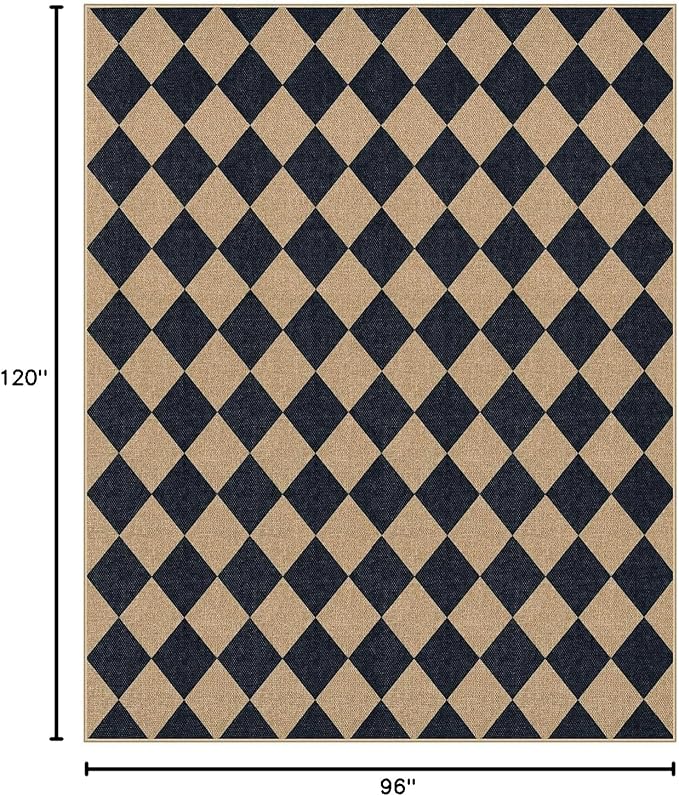 Lahome Colette Checkered Easy Jute Area Rug 8x10, Large Living Room Patio Rug - Image 2