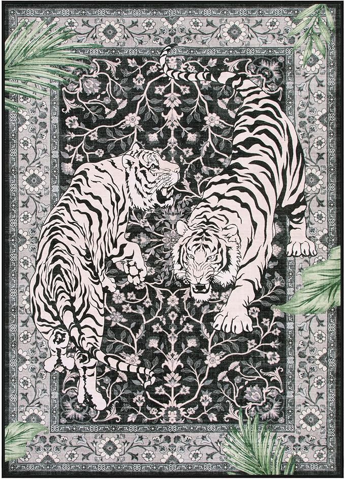 Moynesa Tiger 5x7 Area Rugs, Boho Washable Rugs - Image 3