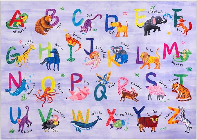 3x5 ABC Classroom Rug for Kids Playroom, Alphabet Rug - Image 4