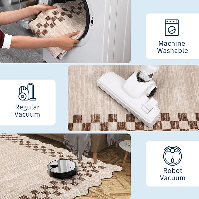 GarveeHome 10x13 Area Rug Large Living Room Scalloped Rug Non Slip Low Pile - Image 6