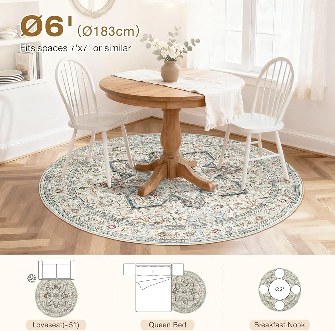 Tortania 6' Round Area Rug Living Room Rugs - Image 8