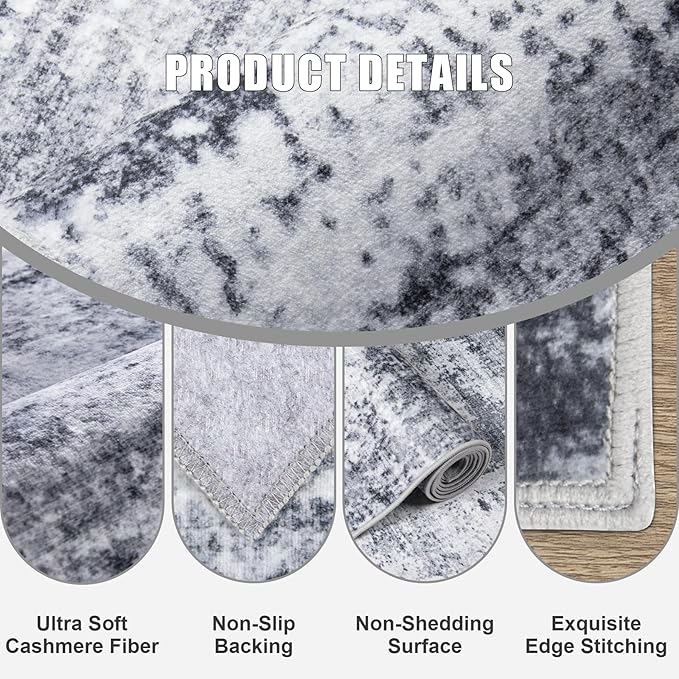 Washable Area Rug 3x14 Entryway Rug: Washable Modern Abstract Soft Thin Rug - Image 6