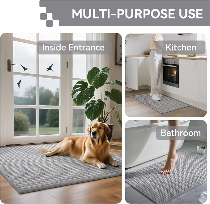 Front Door Mat 31''x47'', Absorbent Dirt Resist Washable Non Slip Low-Profile - Image 9