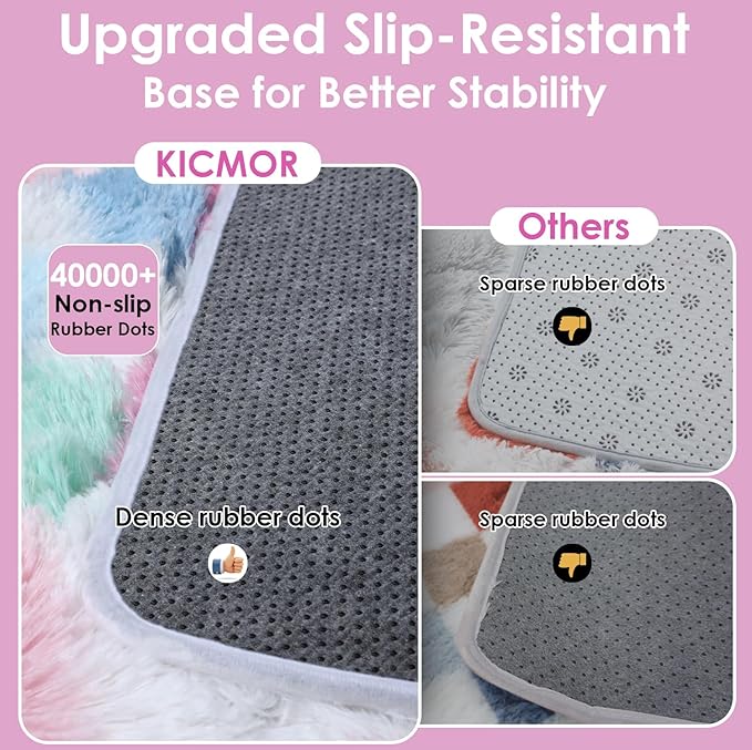 KICMOR Checkered Rug 8x10 for Living Room, Rainbow Colorful Fluffy Soft Large - Image 4