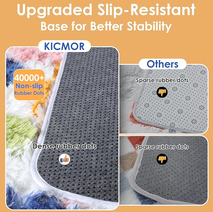 KICMOR Large 6x9 Area Rugs for Living Room, Fluffy Soft Colorful Checkered Shag - Image 4