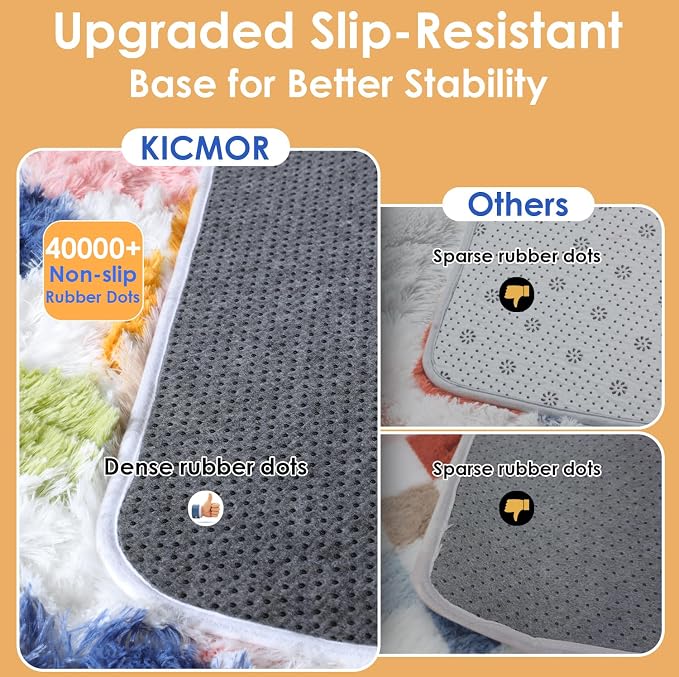 KICMOR Large Area Rugs 8x10 for Living Room, Fluffy Soft Rainbow Checkered Shag - Image 4