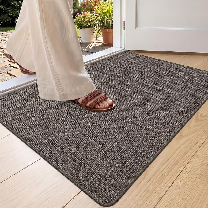 Color&Geometry Ultra Thin Indoor Door Mat 24"x36", Non Slip Rubber Backed Dirt by COLORG