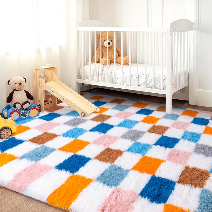 Checkered Rugs for Living Room Bedroom, 5x7 Area Rugs for Living Room, Modern - Image 3