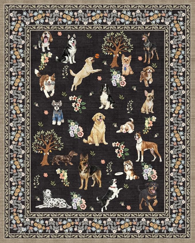 Washable Area Rug 8x10 Black, Large Soft Dog Rugs by WelcometoBabovid