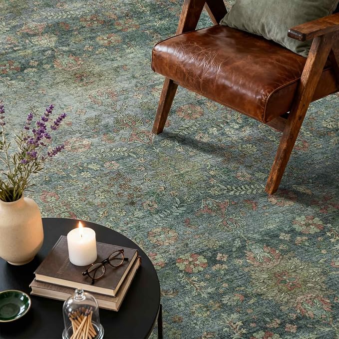 Latte&Fog 8x10 Area Rugs for Living Room, Large Vintage Green Washable Rug - Image 6