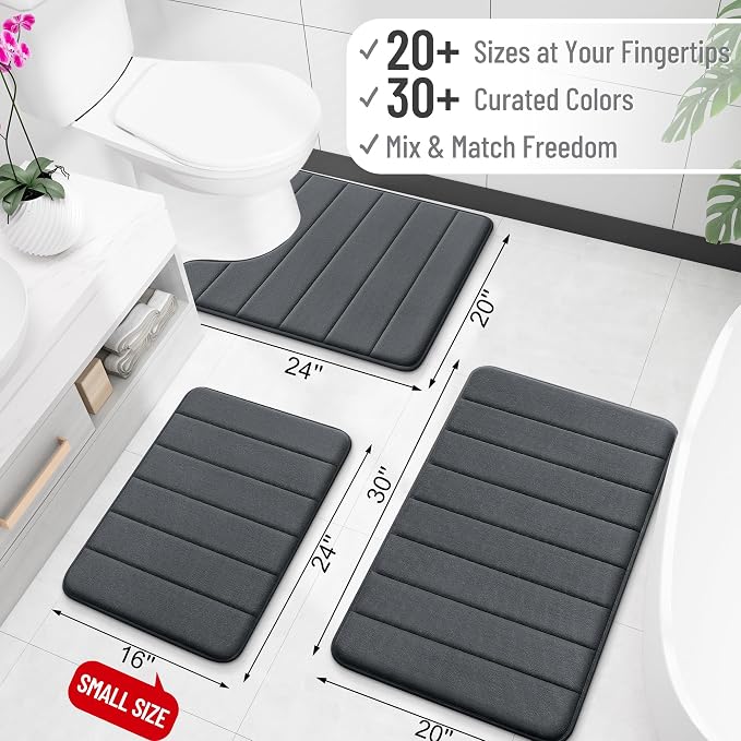 OLANLY Memory Foam Toilet Rugs U Shaped 24x20, Super Soft Absorbent Contour - Image 2