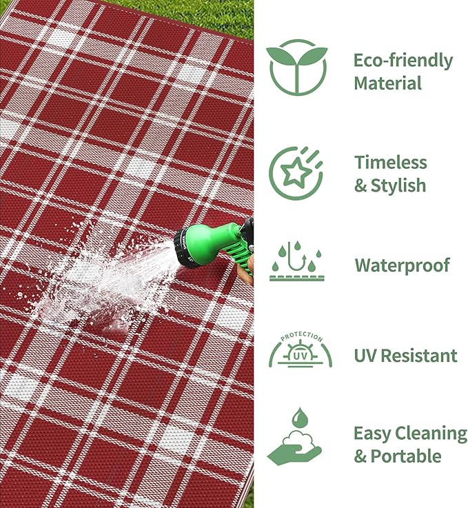 GENIMO Waterproof Outdoor Rug for Patio Clearance, Lightweight RV Camping Mat - Image 6