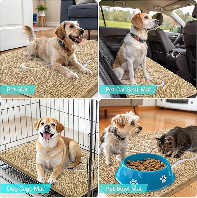OLANLY Dog Door Mat for Muddy Paws 34x21, Paw Print Design, Absorbs Moisture - Image 7