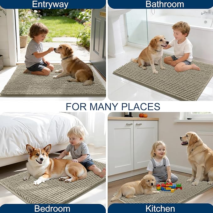 OLANLY Dog Door Mat for Muddy Paws 36x24, Ultra Absorbent Chenille Mud Doormat - Image 8