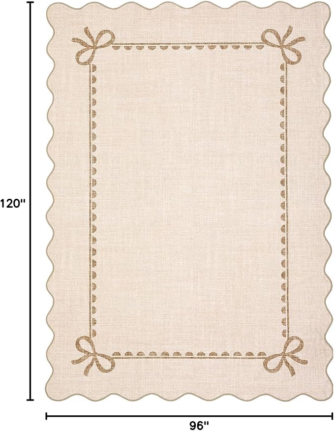 GarveeHome Scalloped Bow Rug for Living Room, Solid Beige Rug for Dorm - Image 2