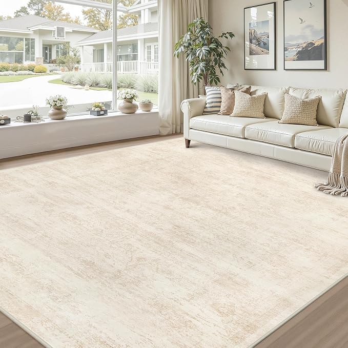10x14 Area Rug for Living Room: Vintage Boho Neutral Washable Rug Indoor Soft - Image 9