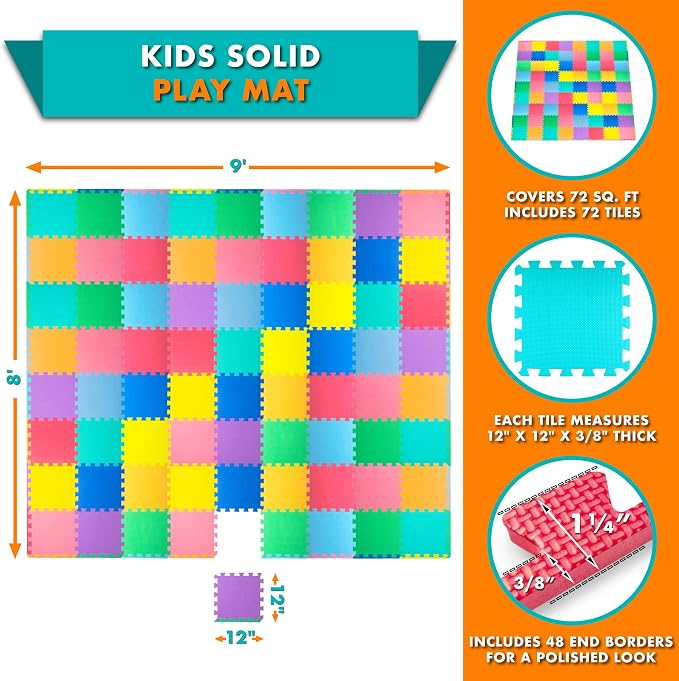 ProSource Baby Play Mat, Soft Foam Floor Tiles - Image 2