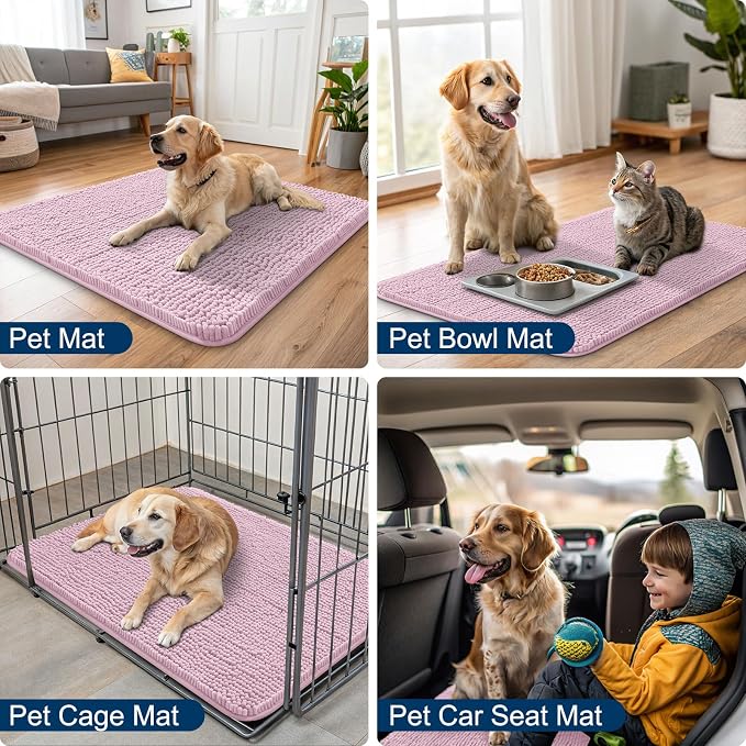 Smiry Dog Door Mat for Muddy Paws 47x24, Absorbent Dirt Trapper, Non-Slip - Image 6