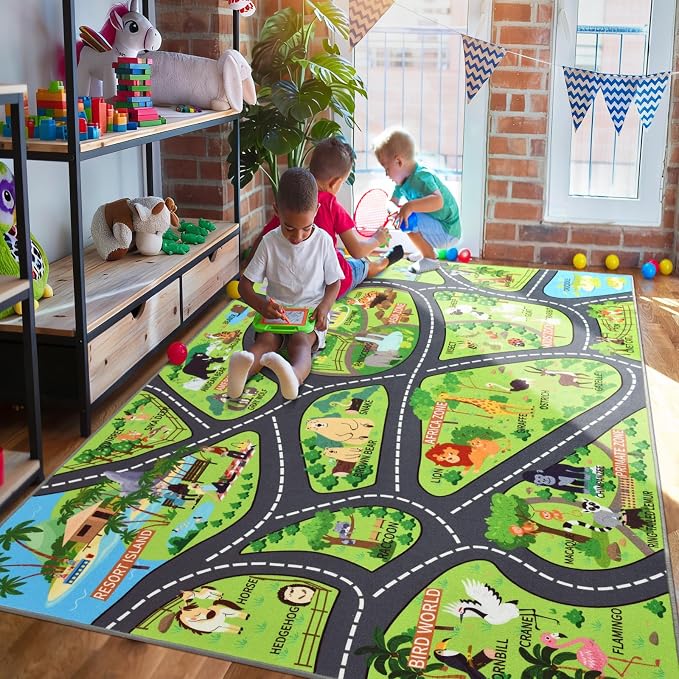 Zoo Adventure Kids Rug, Cute Animal Play Mat - Image 4