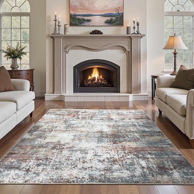 5x7 Area Rugs, Abstract Modern Machine Washable Rugs - Image 8