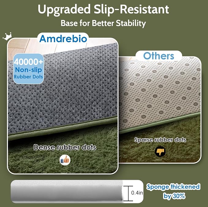 Amdrebio Olive Green Fluffy Area Rugs - Image 7